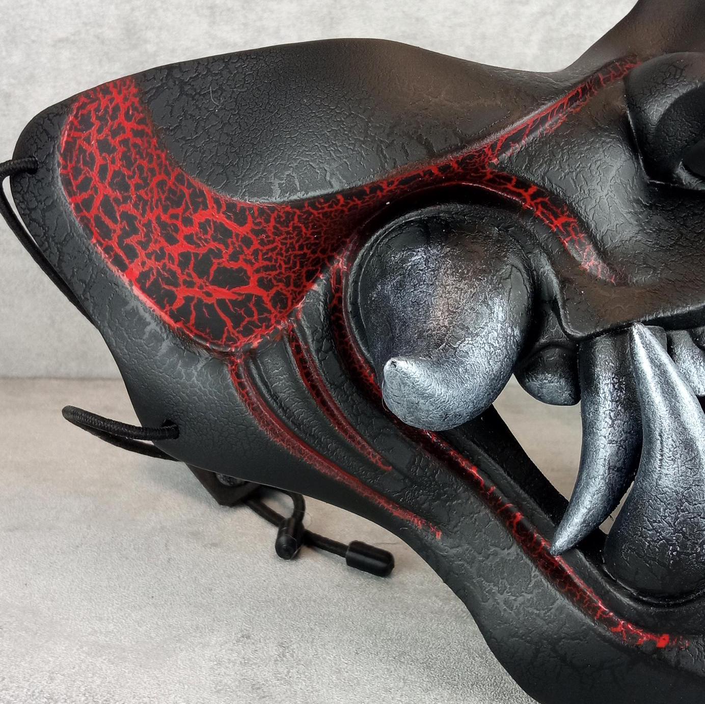 Traditional Samurai Half Mask – “Smoldering Flame” (Red & Black)