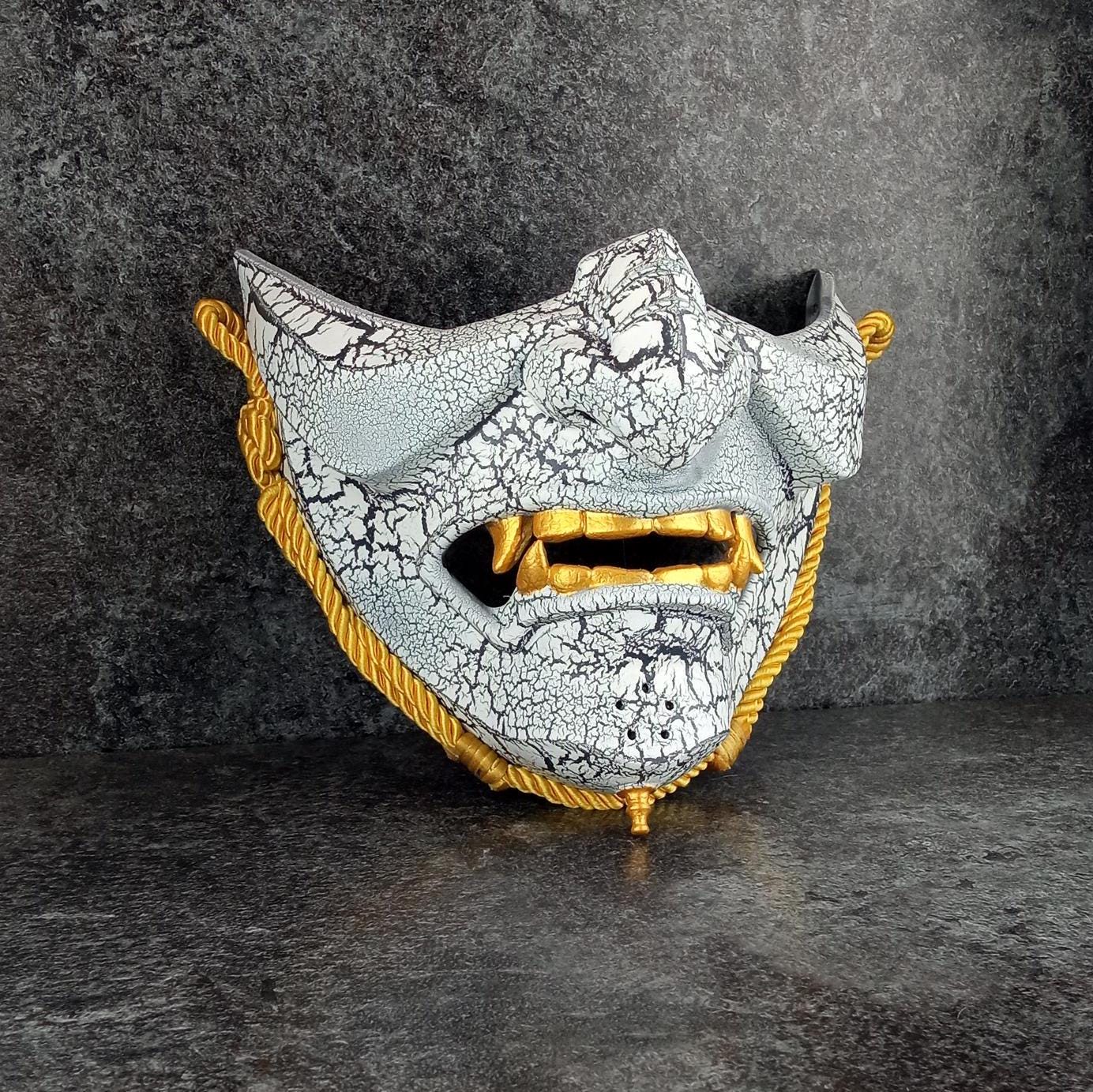 White Cracked Half Mask - Inspired by Ghost of Tsushima