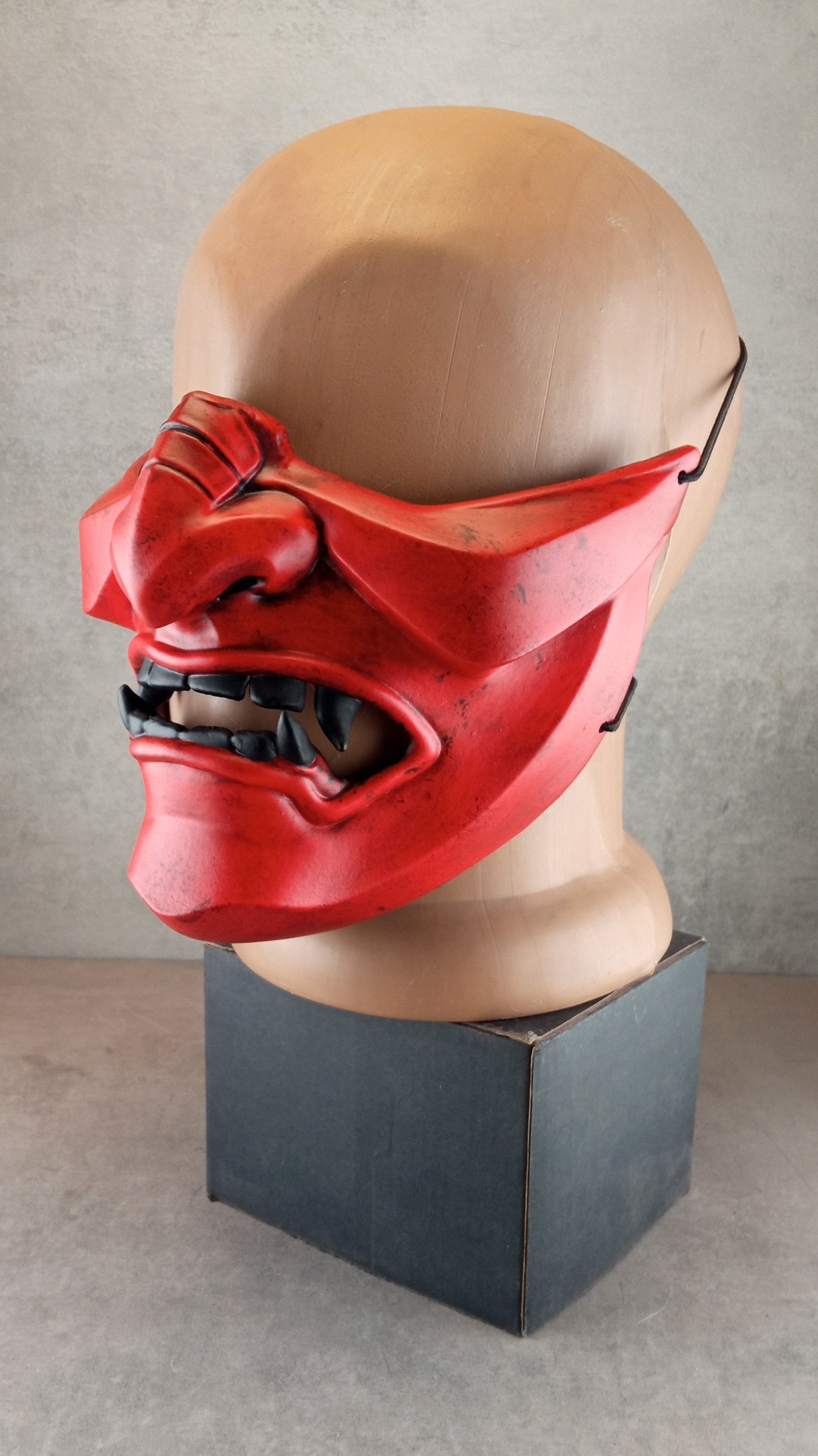 Red Samurai Kabuto Helmet with Somen Mask or Half Mask