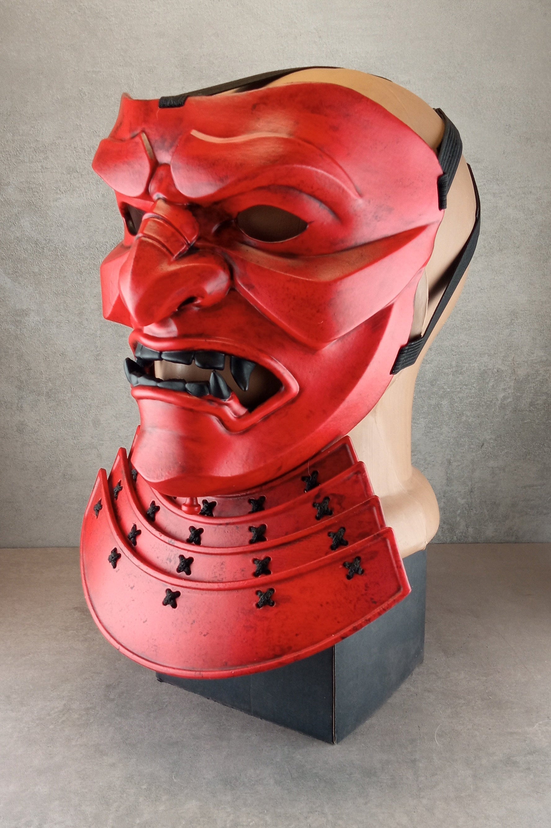 Red Samurai Kabuto Helmet with Somen Mask or Half Mask