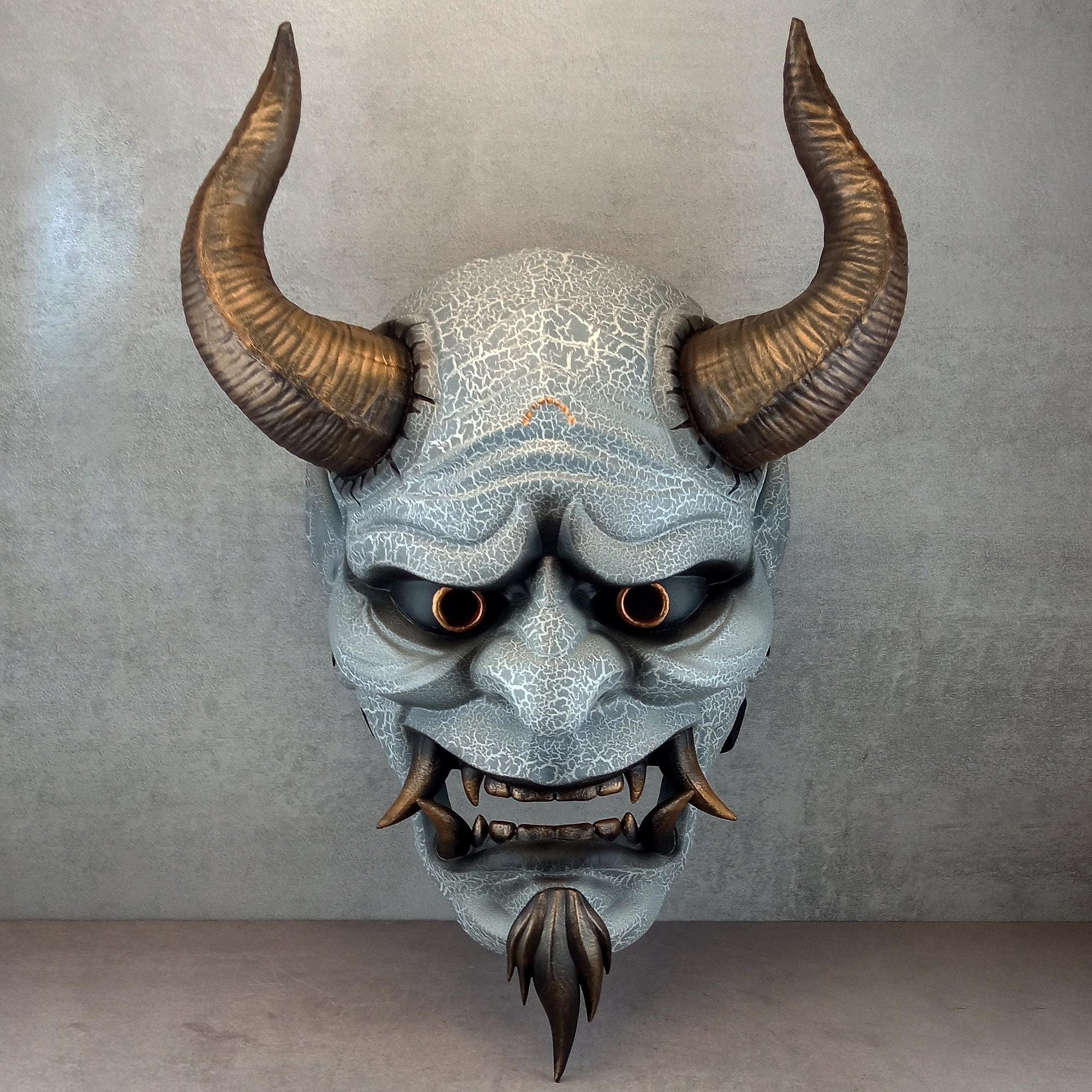 Alter Dämon mit Bart, Traditionelle Japanische, Hannya-Maske, Samurai-Maske, Tragbare Maske, Dämonenmaske, Oni-Maske, Wanddekoration
