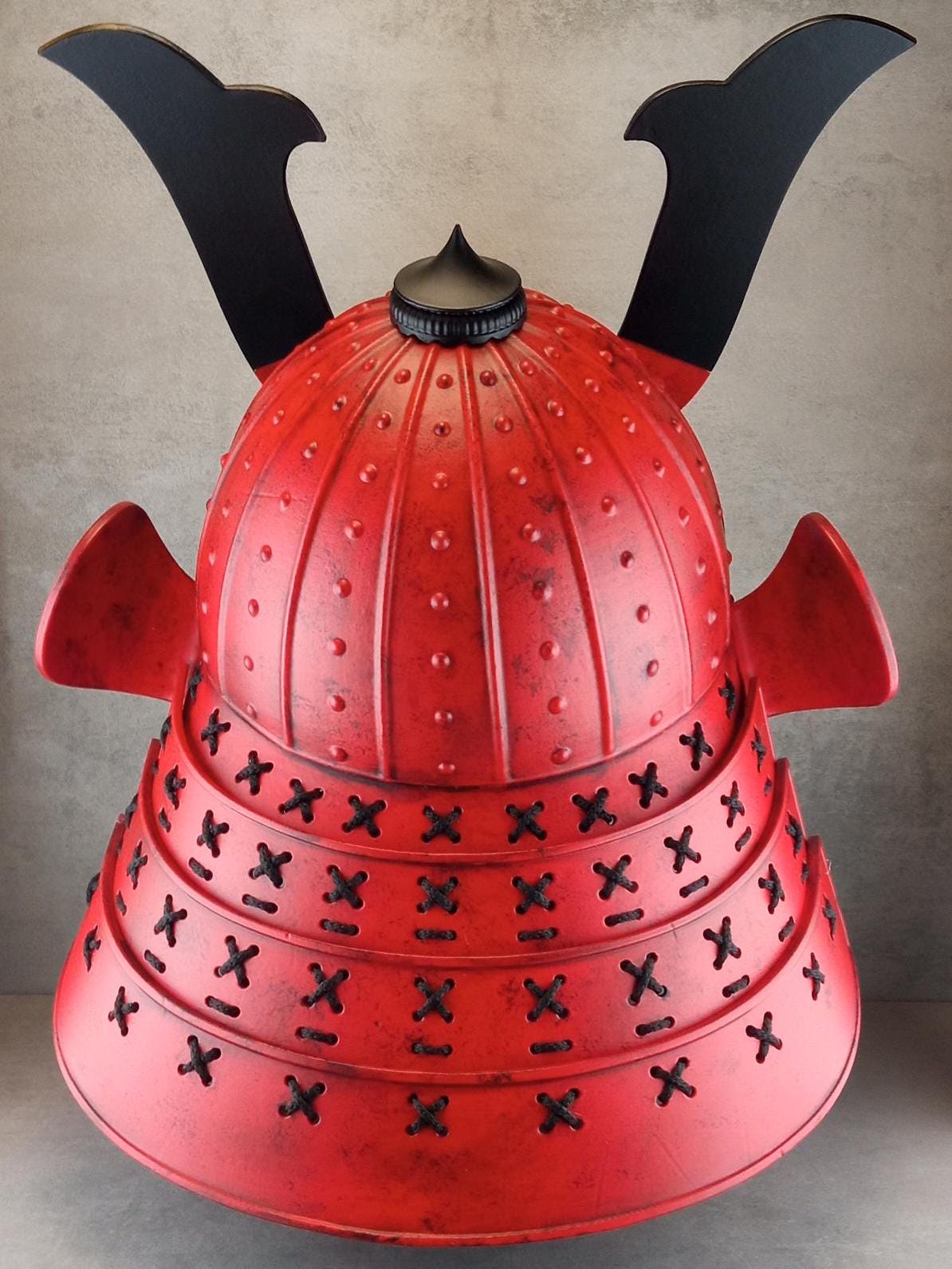 Red Samurai Kabuto Helmet with Somen Mask or Half Mask