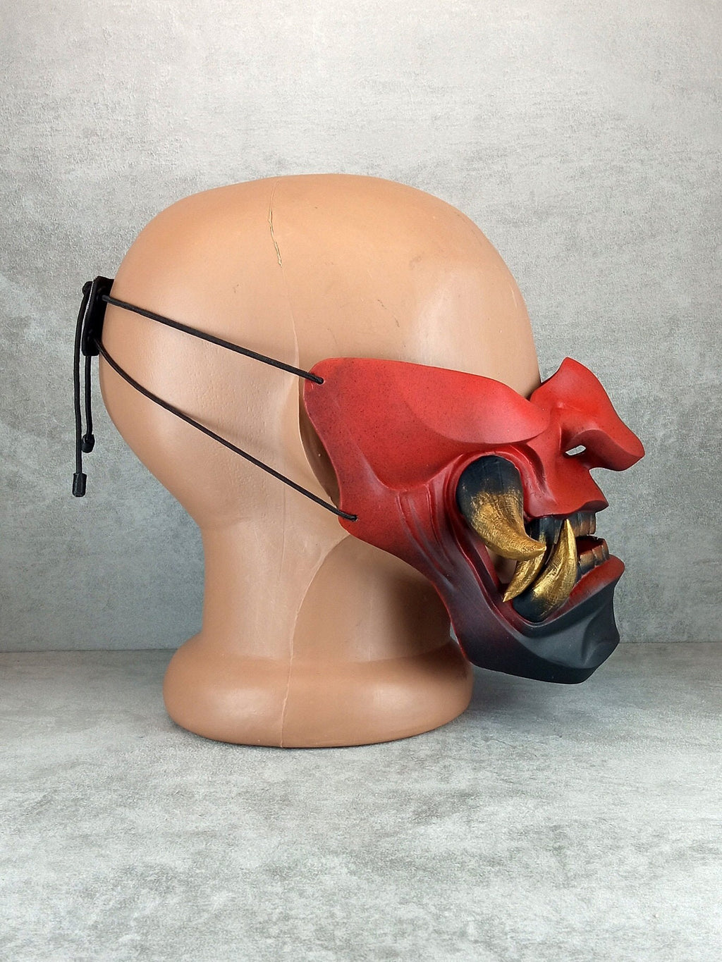 Red-black Samurai Mask, Traditional Japanese Hannya Mask