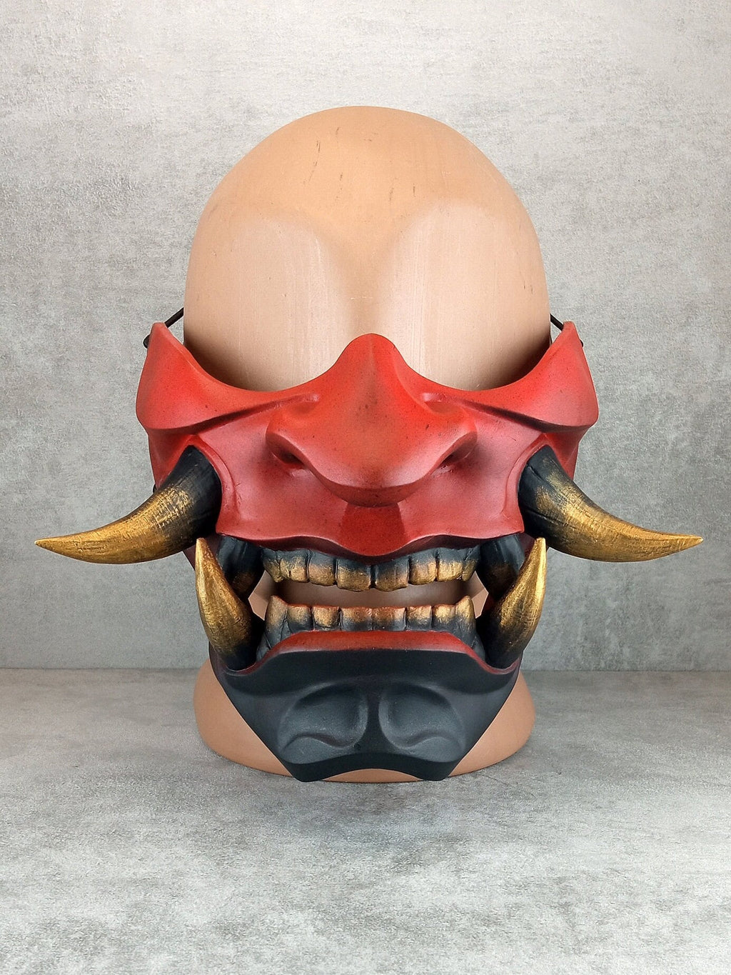 Red-black Samurai Mask, Traditional Japanese Hannya Mask