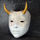 White Geisha Witch Mask with Bloody Tear