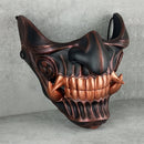 Samurai Half Mask – Black with Copper Accents and Bright Copper Fangs