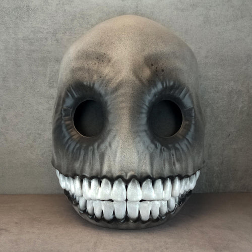 Creepy Grey and Black Smiley Face Mask