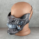 Samurai-Maske mit silbernen Rissen, Traditionelle japanische Hannya-Maske, Tragbare Maske, Kabuki-Dämonenmaske, Oni-Maske, Wanddekoration, Silbermaske