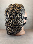 Bronze Brain Mask with Golden Eye – Surreal Anatomical Art Mask for Cosplay & Decor