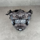 Samurai-Maske mit silbernen Rissen, Traditionelle japanische Hannya-Maske, Tragbare Maske, Kabuki-Dämonenmaske, Oni-Maske, Wanddekoration, Silbermaske