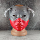 Red and Silver Geisha Witch Mask with Silver Horns