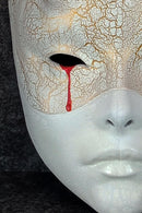 White Geisha Witch Mask with Bloody Tear