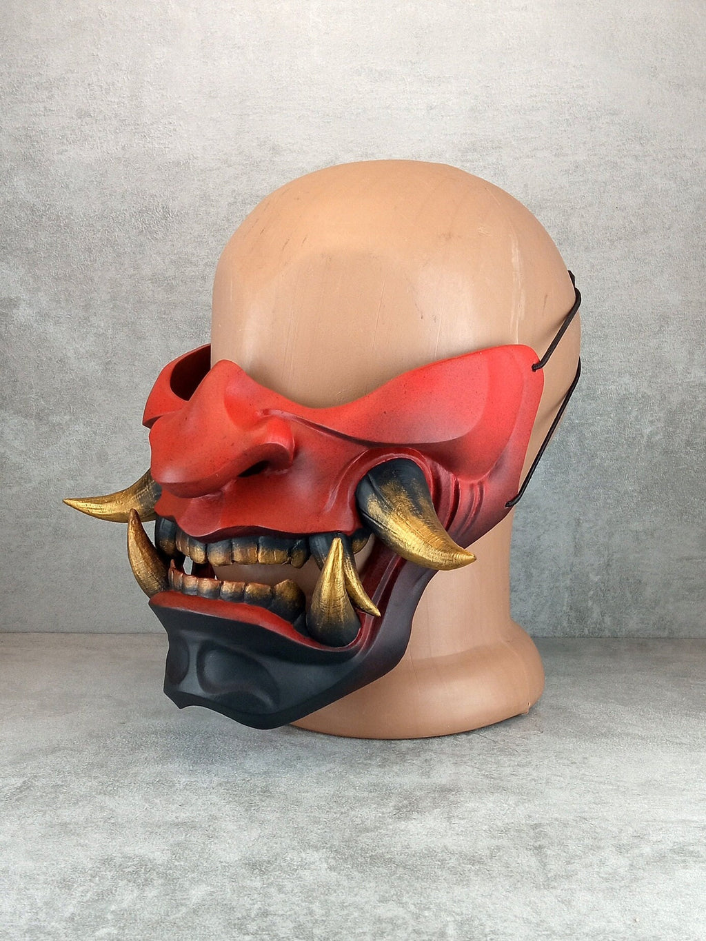 Red-black Samurai Mask, Traditional Japanese Hannya Mask