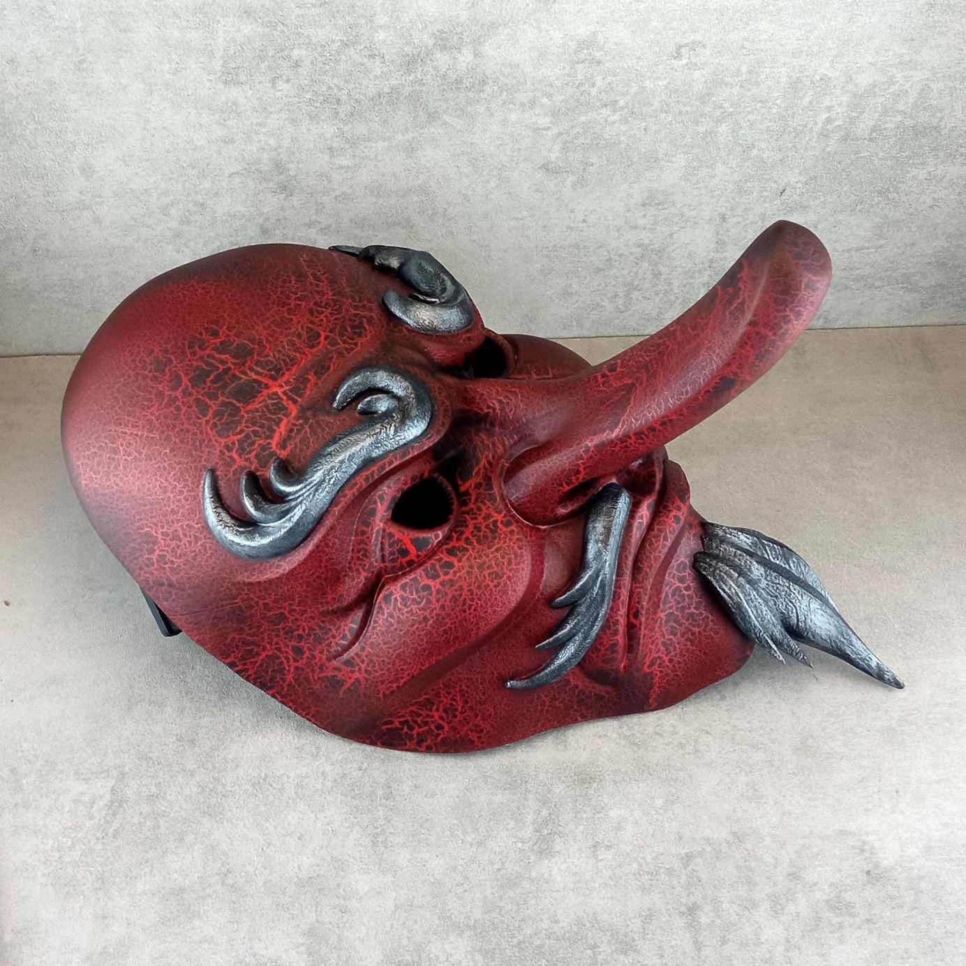 Red Cracked Tengu Mask (full face)