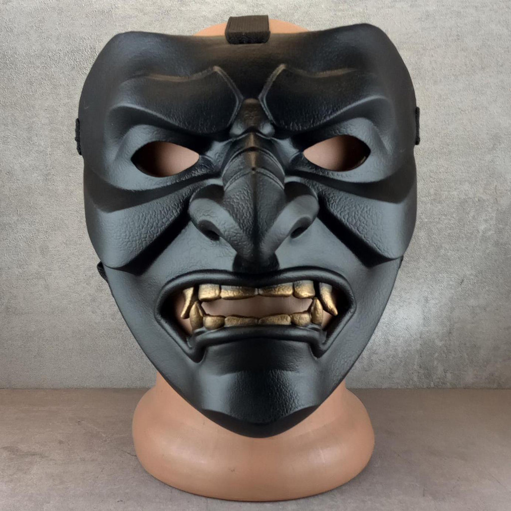 Samurai-Kampfmaske, Schwarze Maske des Samurai Somen, Traditionelle japanische Maske, Tragbare Maske, Samurai-Rüstung, Kabuki-Dämonenmaske, Wanddekoration