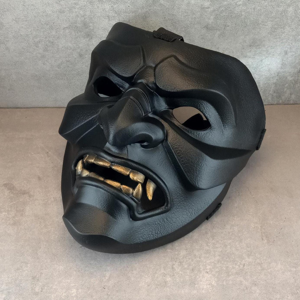 Samurai-Kampfmaske, Schwarze Maske des Samurai Somen, Traditionelle japanische Maske, Tragbare Maske, Samurai-Rüstung, Kabuki-Dämonenmaske, Wanddekoration