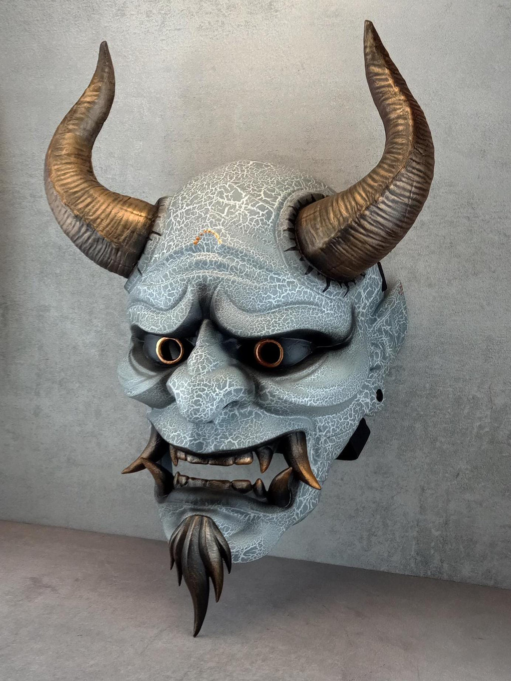 Alter Dämon mit Bart, Traditionelle Japanische, Hannya-Maske, Samurai-Maske, Tragbare Maske, Dämonenmaske, Oni-Maske, Wanddekoration