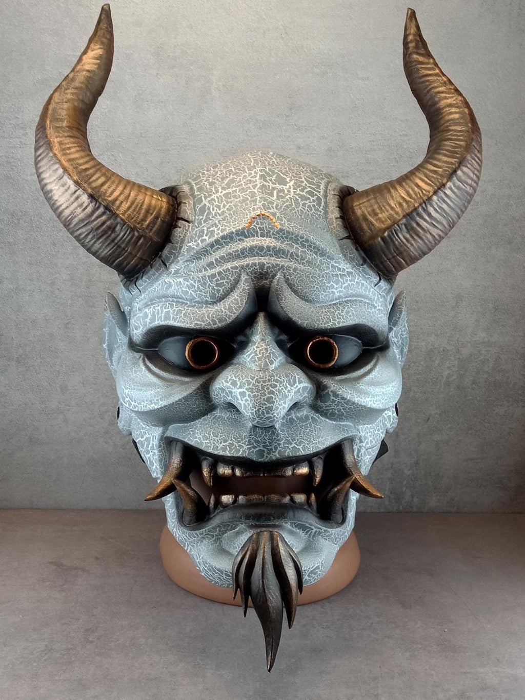 Alter Dämon mit Bart, Traditionelle Japanische, Hannya-Maske, Samurai-Maske, Tragbare Maske, Dämonenmaske, Oni-Maske, Wanddekoration