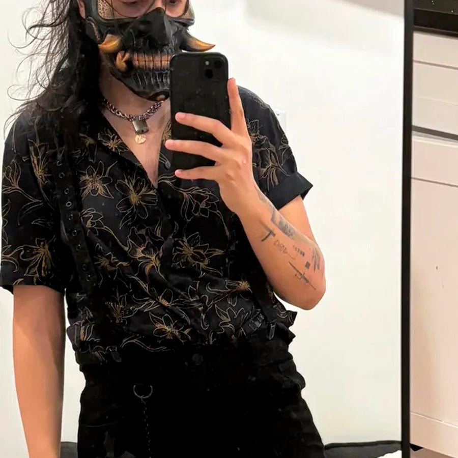 Schwarze Halbmaske – Inspiriert von Ghost of Tsushima