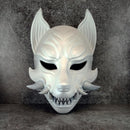 Traditional Japanese Kitsune (Okami) Wearable Mask – Black with Gold Design