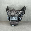 Samurai-Maske mit silbernen Rissen, Traditionelle japanische Hannya-Maske, Tragbare Maske, Kabuki-Dämonenmaske, Oni-Maske, Wanddekoration, Silbermaske
