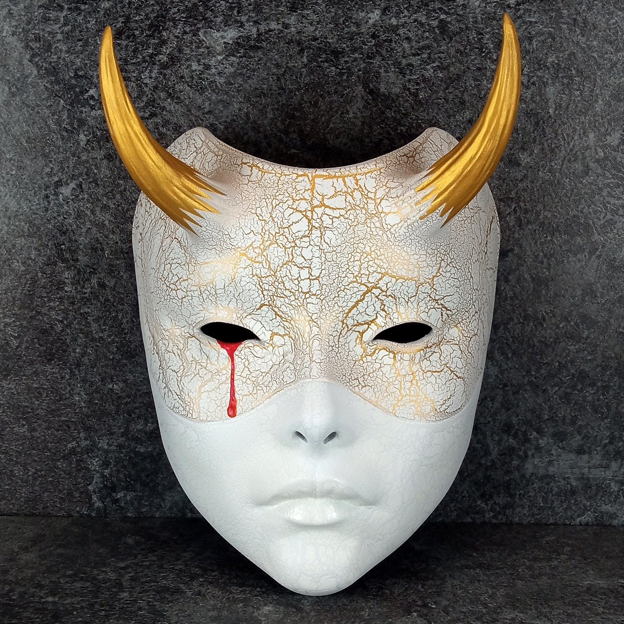 White Geisha Witch Mask with Bloody Tear