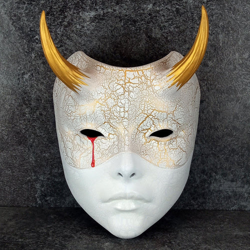 White Geisha Witch Mask with Bloody Tear
