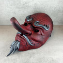 Rote Cracked Tengu-Maske (Vollgesicht)