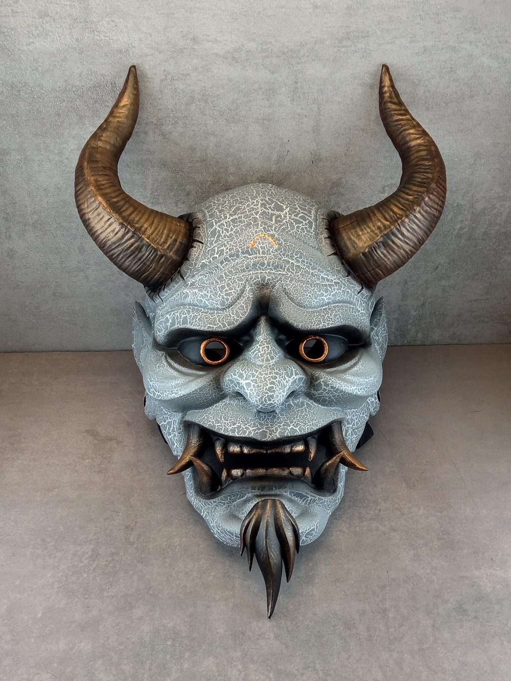 Alter Dämon mit Bart, Traditionelle Japanische, Hannya-Maske, Samurai-Maske, Tragbare Maske, Dämonenmaske, Oni-Maske, Wanddekoration