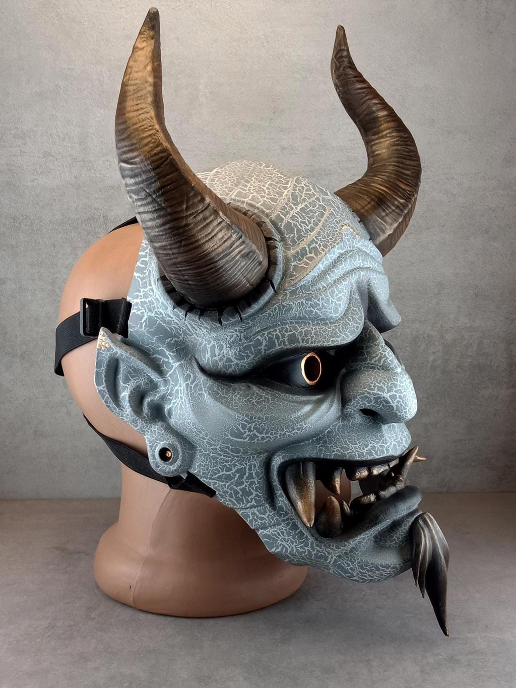 Alter Dämon mit Bart, Traditionelle Japanische, Hannya-Maske, Samurai-Maske, Tragbare Maske, Dämonenmaske, Oni-Maske, Wanddekoration