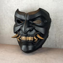 Black Samurai Somen Mask with Bronze Fangs