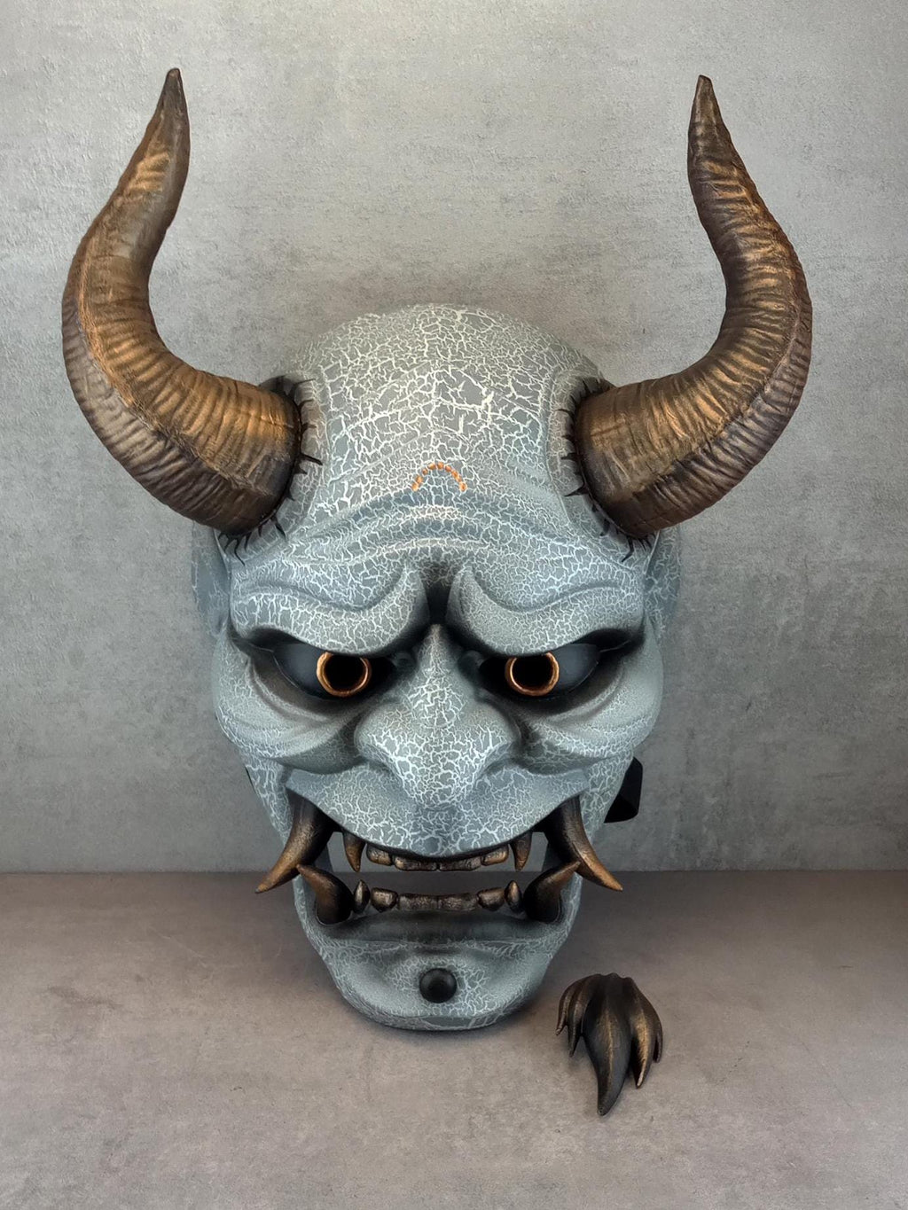 Alter Dämon mit Bart, Traditionelle Japanische, Hannya-Maske, Samurai-Maske, Tragbare Maske, Dämonenmaske, Oni-Maske, Wanddekoration