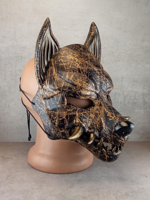 Marmor-Okami-Maske, Kitsune-Maske, Traditionelle japanische Maske, Youkai-Maske, Wolfsmaske