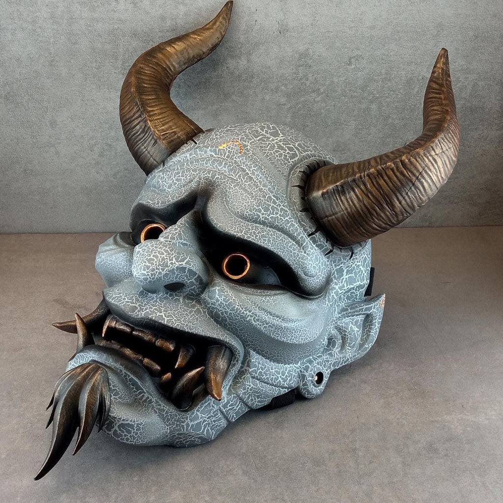 Alter Dämon mit Bart, Traditionelle Japanische, Hannya-Maske, Samurai-Maske, Tragbare Maske, Dämonenmaske, Oni-Maske, Wanddekoration