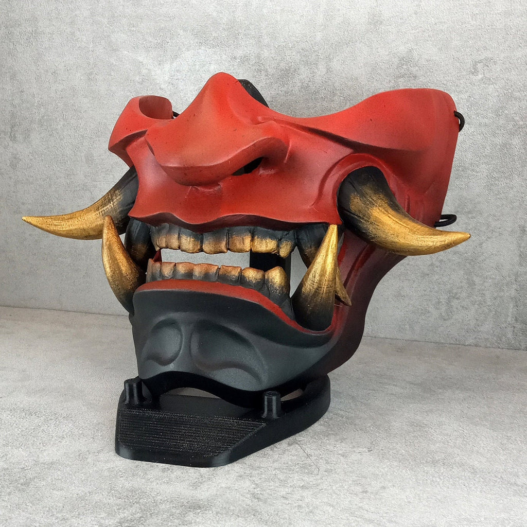 Red-black Samurai Mask, Traditional Japanese Hannya Mask