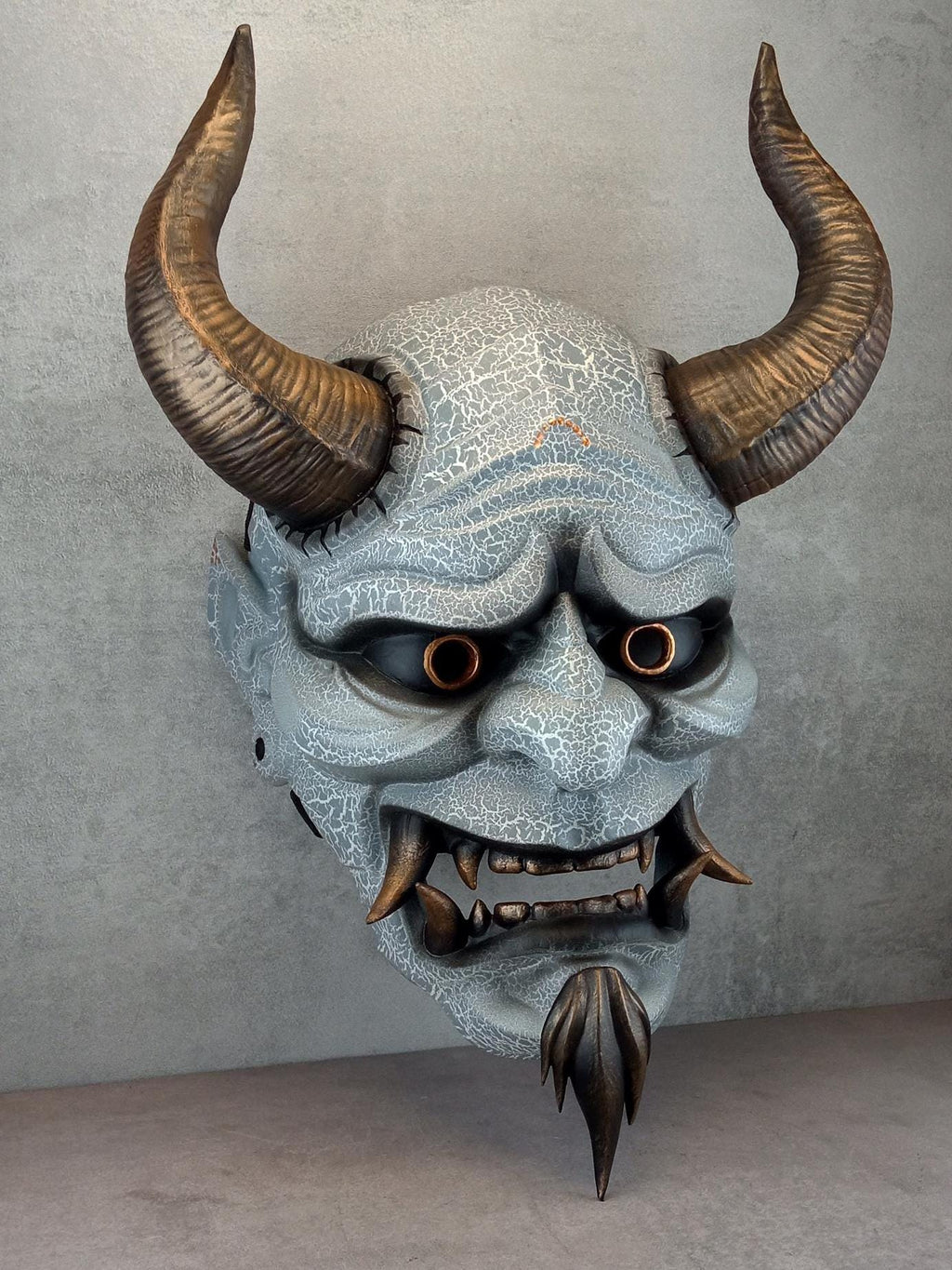 Alter Dämon mit Bart, Traditionelle Japanische, Hannya-Maske, Samurai-Maske, Tragbare Maske, Dämonenmaske, Oni-Maske, Wanddekoration