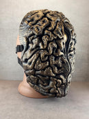 Bronze Brain Mask with Golden Eye – Surreal Anatomical Art Mask for Cosplay & Decor