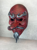 Rote Cracked Tengu-Maske (Vollgesicht)