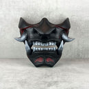 Traditional Samurai Half Mask – “Smoldering Flame” (Red &amp; Black)