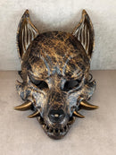 Marmor-Okami-Maske, Kitsune-Maske, Traditionelle japanische Maske, Youkai-Maske, Wolfsmaske