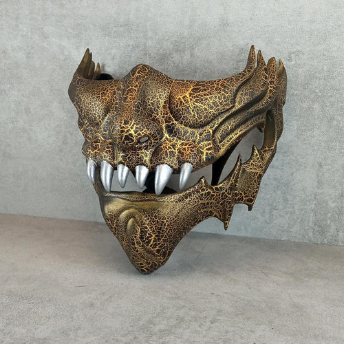 Samurai-Maske mit goldenen Rissen, Traditionelle japanische Hannya-Maske, Tragbare Maske, Kabuki-Dämonenmaske, Oni-Maske, Wanddekoration