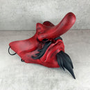 Traditional Japanese Wearable Tengu Half Mask – Red with Black Beard and Mustache