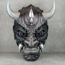 Exclusive Cyber Oni Demon Mask – Black &amp; Silver Cracked Design