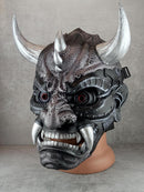 Exclusive Cyber Oni Demon Mask – Black &amp; Silver Cracked Design