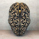 Bronze Brain Mask with Golden Eye – Surreal Anatomical Art Mask for Cosplay & Decor