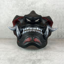 Traditional Samurai Half Mask – “Smoldering Flame” (Red &amp; Black)