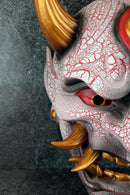 Traditional Japanese Hannya Mask – Red &amp; White Cracked Demon Vampire Style