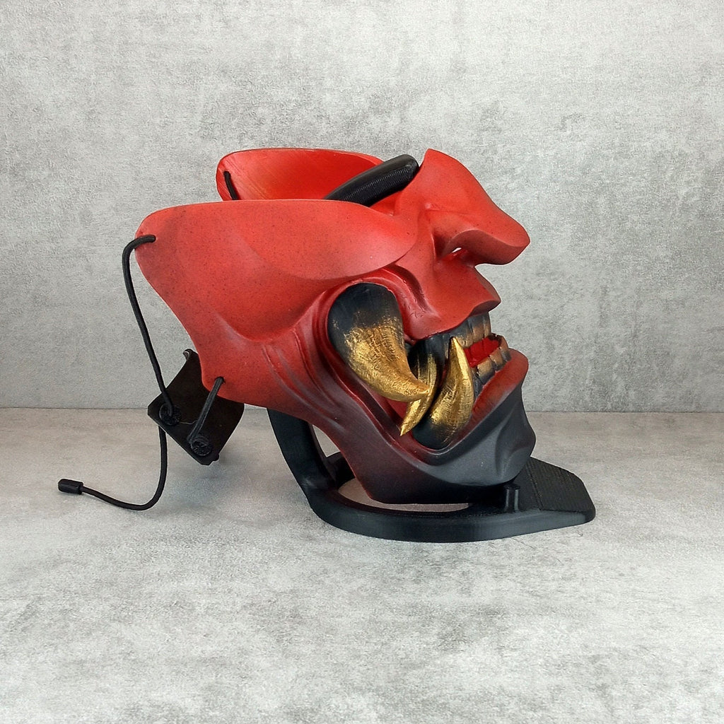 Red-black Samurai Mask, Traditional Japanese Hannya Mask
