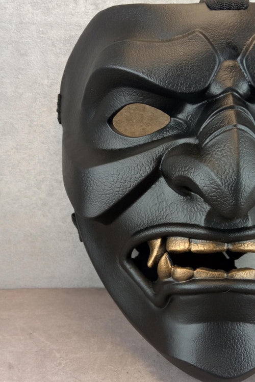 Samurai-Kampfmaske, Schwarze Maske des Samurai Somen, Traditionelle japanische Maske, Tragbare Maske, Samurai-Rüstung, Kabuki-Dämonenmaske, Wanddekoration