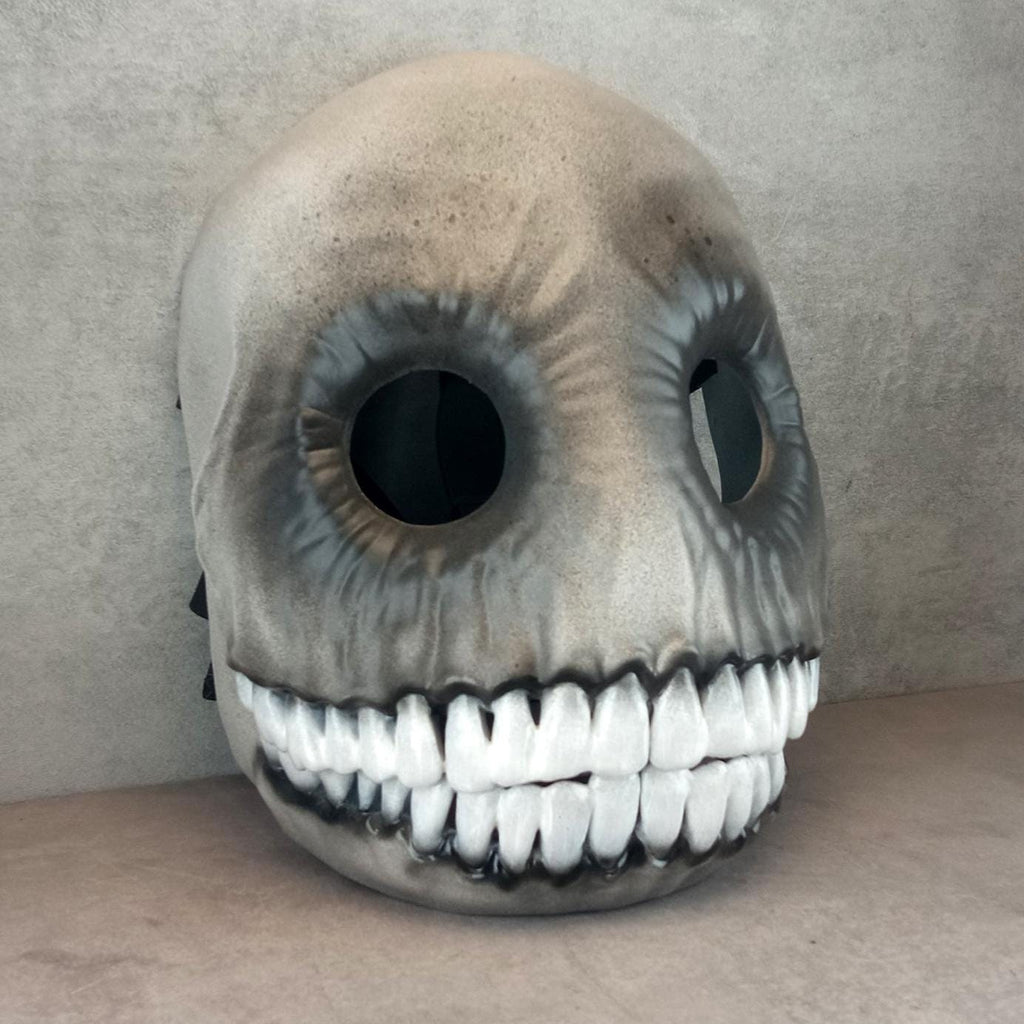 Creepy Grey and Black Smiley Face Mask